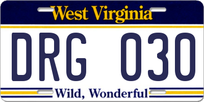 WV license plate DRG030