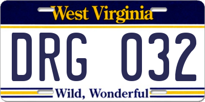 WV license plate DRG032