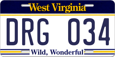 WV license plate DRG034