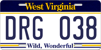 WV license plate DRG038