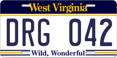 WV license plate DRG042
