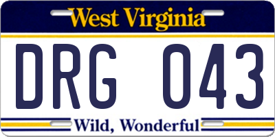 WV license plate DRG043