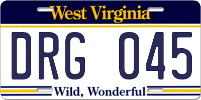 WV license plate DRG045