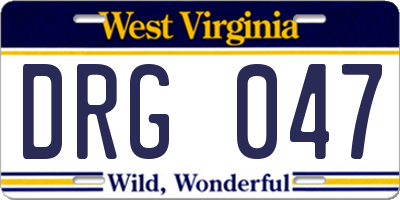 WV license plate DRG047