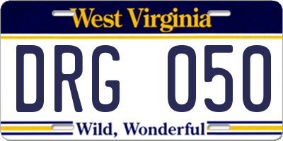 WV license plate DRG050