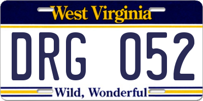 WV license plate DRG052