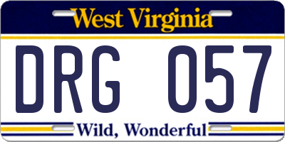 WV license plate DRG057