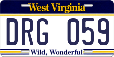 WV license plate DRG059
