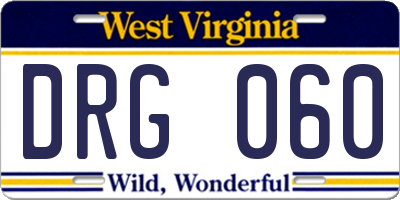 WV license plate DRG060