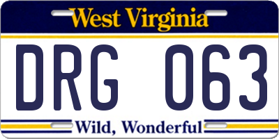 WV license plate DRG063
