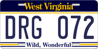 WV license plate DRG072