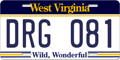 WV license plate DRG081