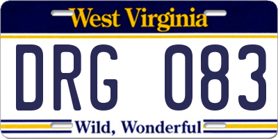 WV license plate DRG083