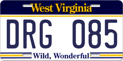 WV license plate DRG085