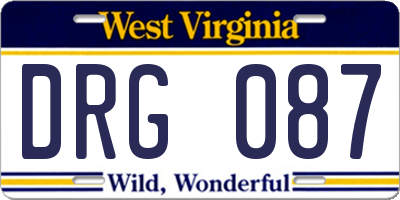 WV license plate DRG087