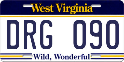 WV license plate DRG090