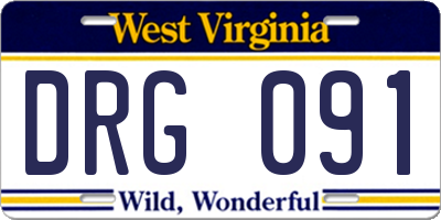 WV license plate DRG091