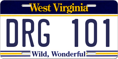 WV license plate DRG101