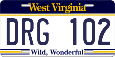 WV license plate DRG102