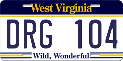 WV license plate DRG104