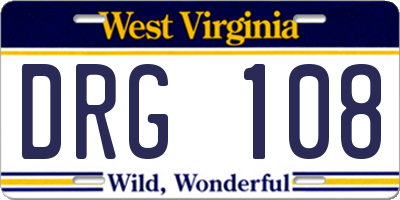 WV license plate DRG108