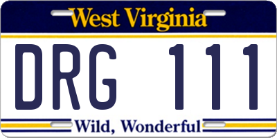 WV license plate DRG111