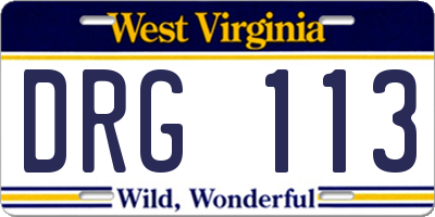 WV license plate DRG113