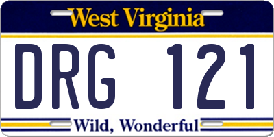 WV license plate DRG121