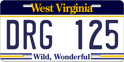 WV license plate DRG125