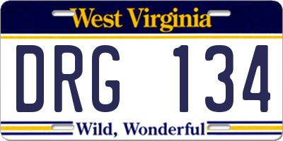 WV license plate DRG134