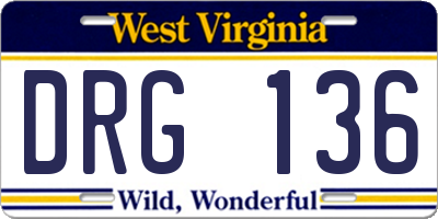 WV license plate DRG136