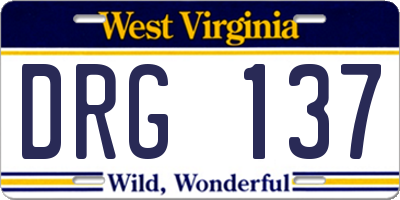 WV license plate DRG137