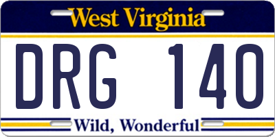 WV license plate DRG140