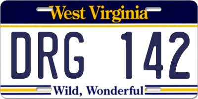 WV license plate DRG142