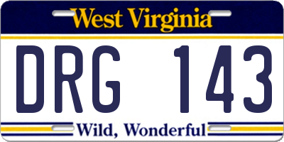 WV license plate DRG143