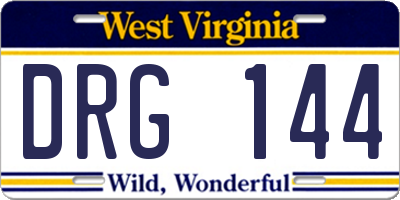 WV license plate DRG144