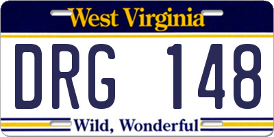 WV license plate DRG148