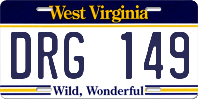 WV license plate DRG149