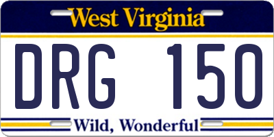 WV license plate DRG150