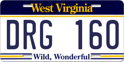 WV license plate DRG160