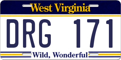 WV license plate DRG171