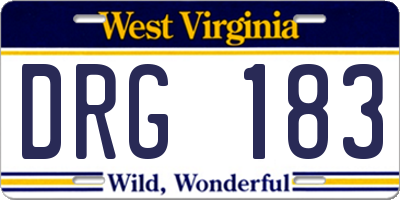 WV license plate DRG183