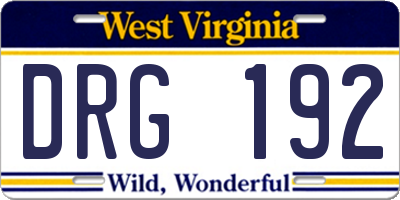 WV license plate DRG192
