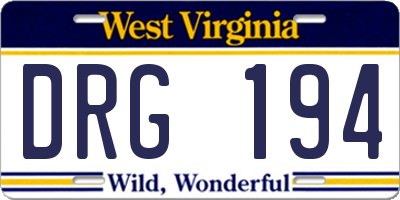 WV license plate DRG194