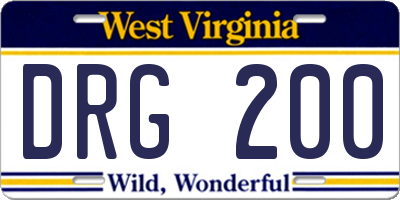 WV license plate DRG200