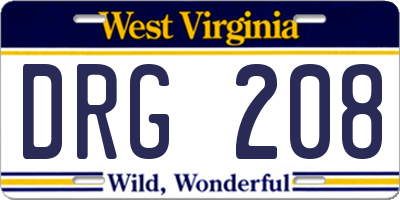 WV license plate DRG208