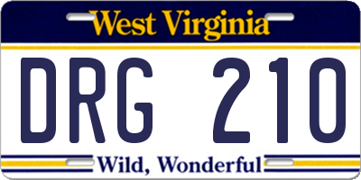 WV license plate DRG210