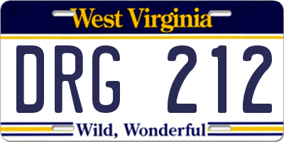 WV license plate DRG212