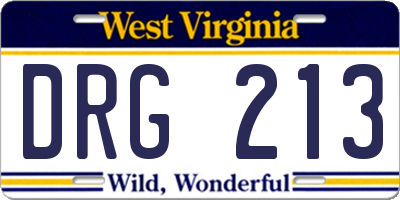 WV license plate DRG213