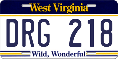 WV license plate DRG218